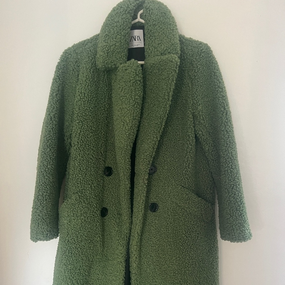 Zara Women's Olive Teddy Jacket